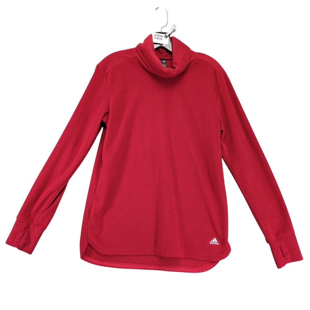 Adidas‎ Golf Red Fleece Pullover Women's M Cowl Neck Long Sleeve Logo Activewear